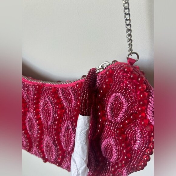 Viral Pink and Red Beaded Made in India Crossbody Bag - Picture 5 of 5